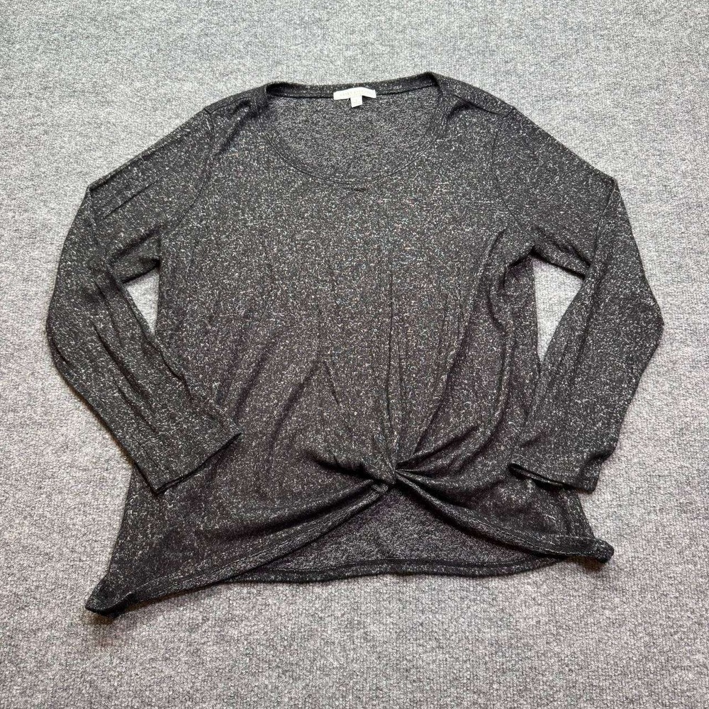 Green Envelope Los Angeles Top Womens Large Black Twist Front Long Sleeve Casual